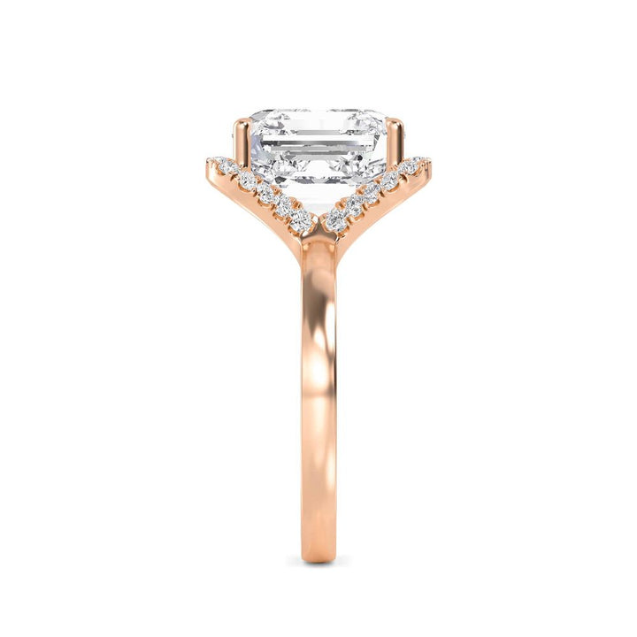 IGI Graded 7.44ct Asscher Cut with Round Brilliant Halo Lab-Grown Diamond Engagement Ring in 14k Gold