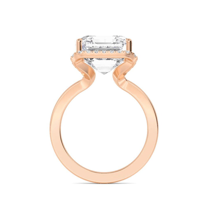 IGI Graded 7.44ct Asscher Cut with Round Brilliant Halo Lab-Grown Diamond Engagement Ring in 14k Gold