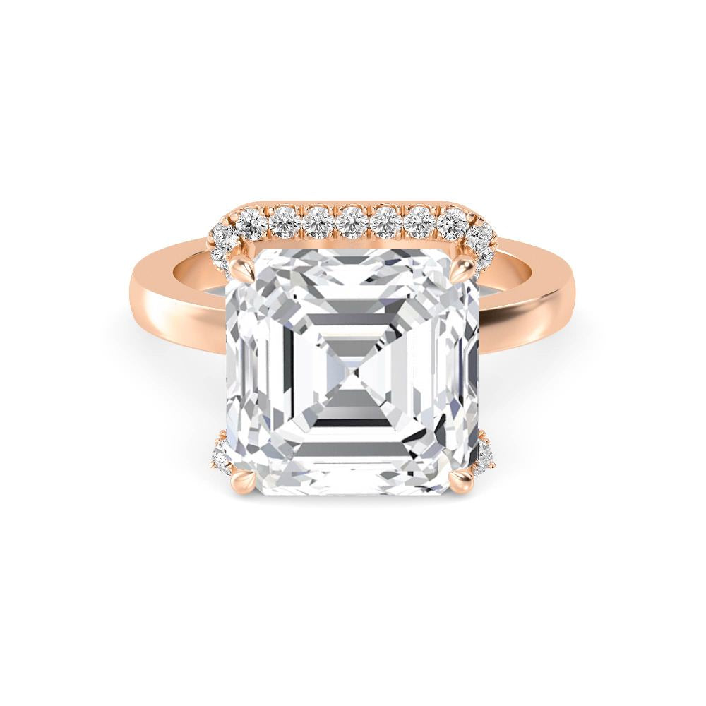 IGI Graded 7.44ct Asscher Cut with Round Brilliant Halo Lab-Grown Diamond Engagement Ring in 14k Gold