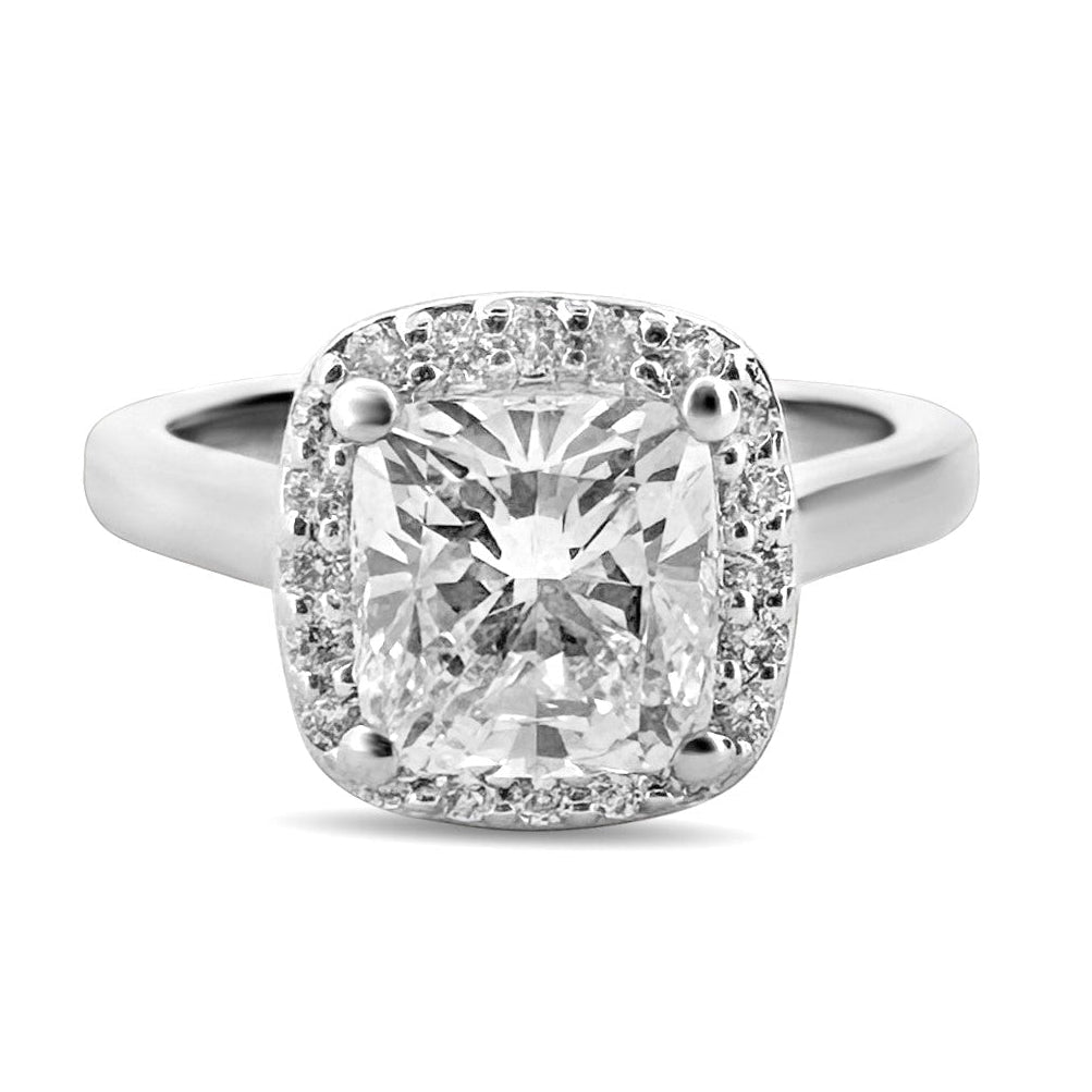 GIA Graded 1.53cts Cushion Cut Natural Diamond Halo Engagement Ring in 14k White Gold