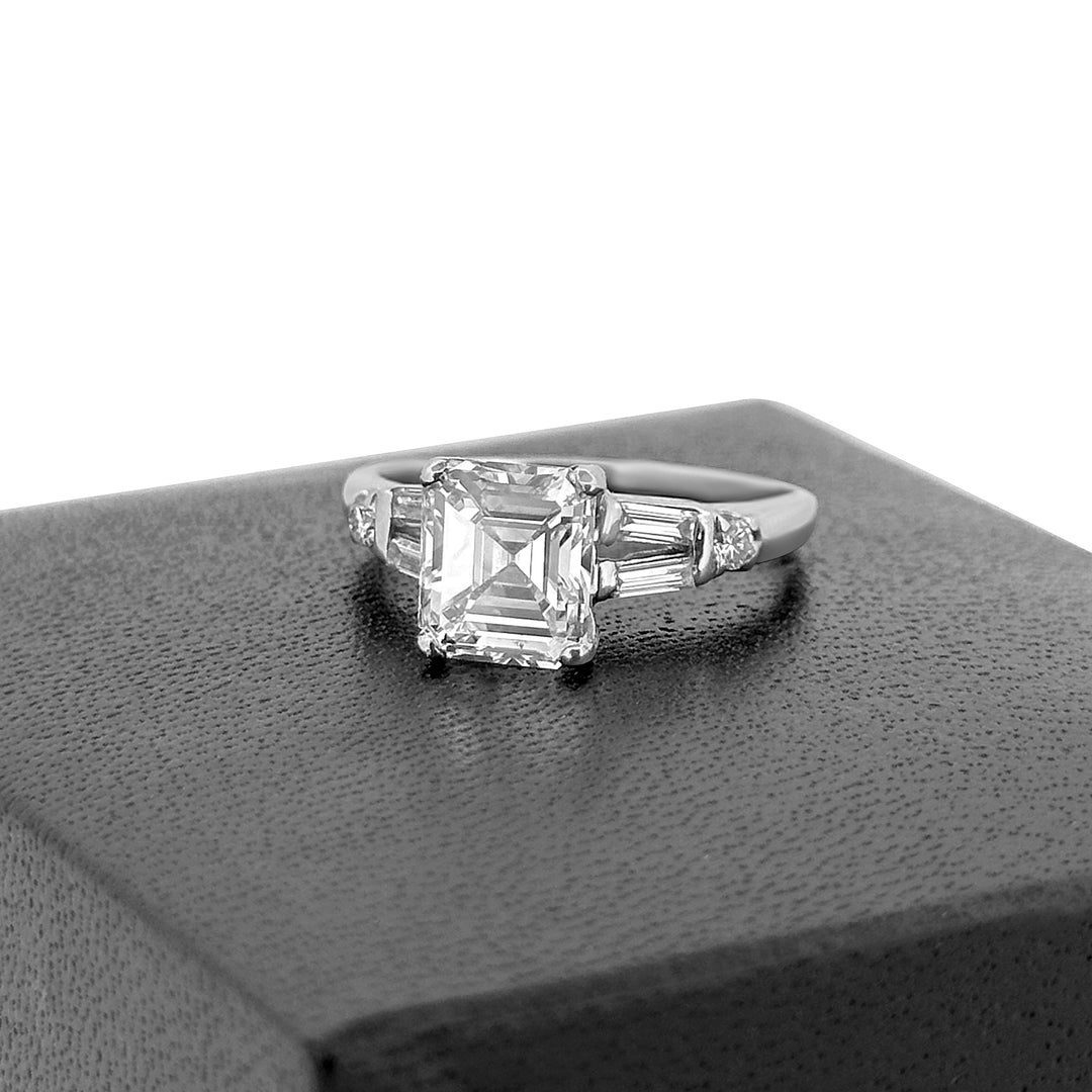 2.12 Carats Emerald Cut Diamond Engagement Ring in Platinum