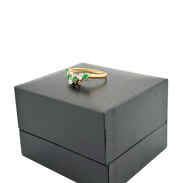 Emerald and Diamond Ring in 10K Yellow Gold