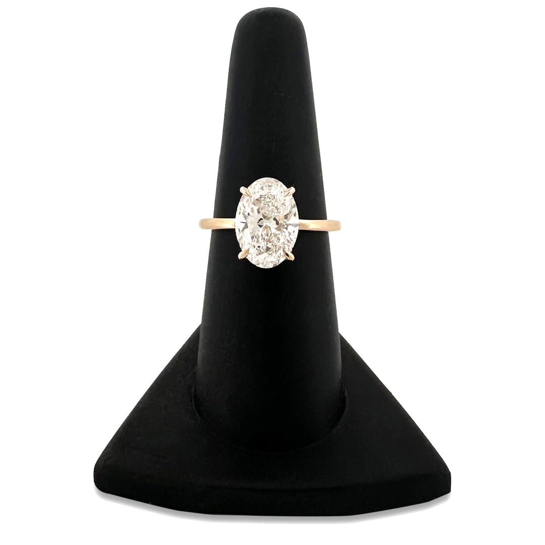 IGI Graded 3.04ct Oval with Round Brilliant Lab-Grown Diamond Hidden Halo Engagement Ring in 14k Yellow Gold