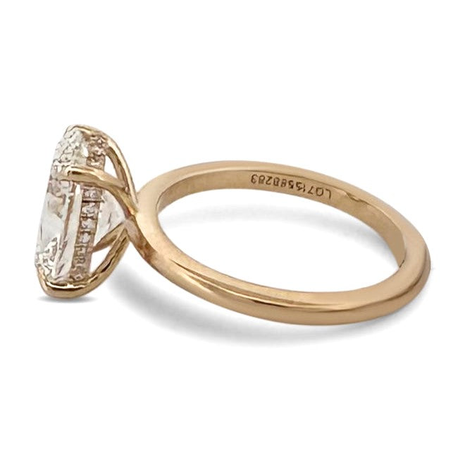 IGI Graded 3.04ct Oval with Round Brilliant Lab-Grown Diamond Hidden Halo Engagement Ring in 14k Yellow Gold