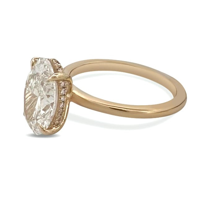 IGI Graded 3.04ct Oval with Round Brilliant Lab-Grown Diamond Hidden Halo Engagement Ring in 14k Yellow Gold
