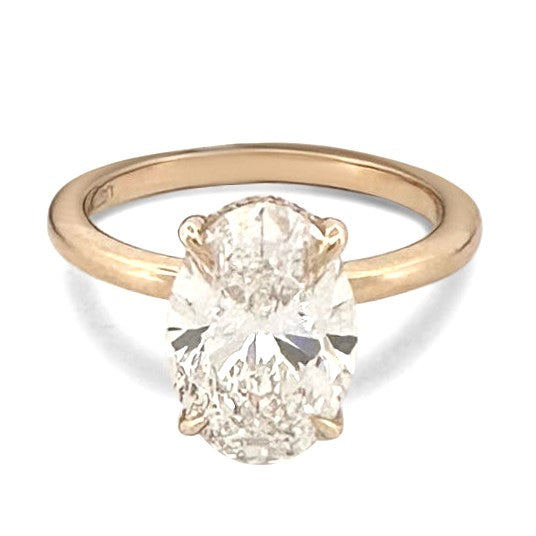 IGI Graded 3.04ct Oval with Round Brilliant Lab-Grown Diamond Hidden Halo Engagement Ring in 14k Yellow Gold