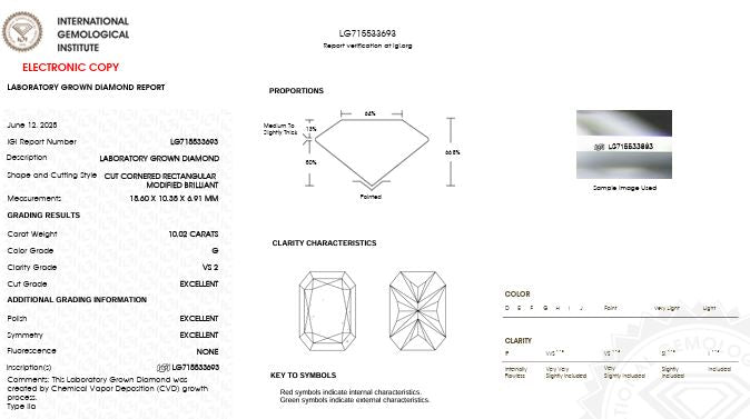 IGI Graded 10.02ct Radiant Cut Lab-Grown Diamond Solitaire Engagement Ring in 14k Yellow Gold