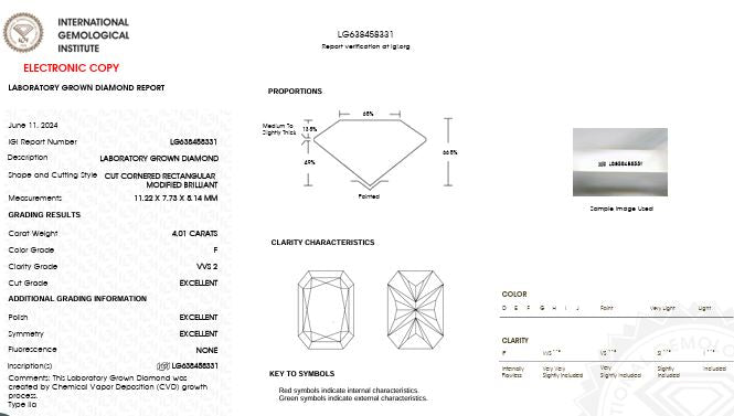 IGI Graded 4.01ct Radiant Cut Center with Hidden Halo Lab-Grown Diamond Eternity Engagement Ring in 14k White Gold