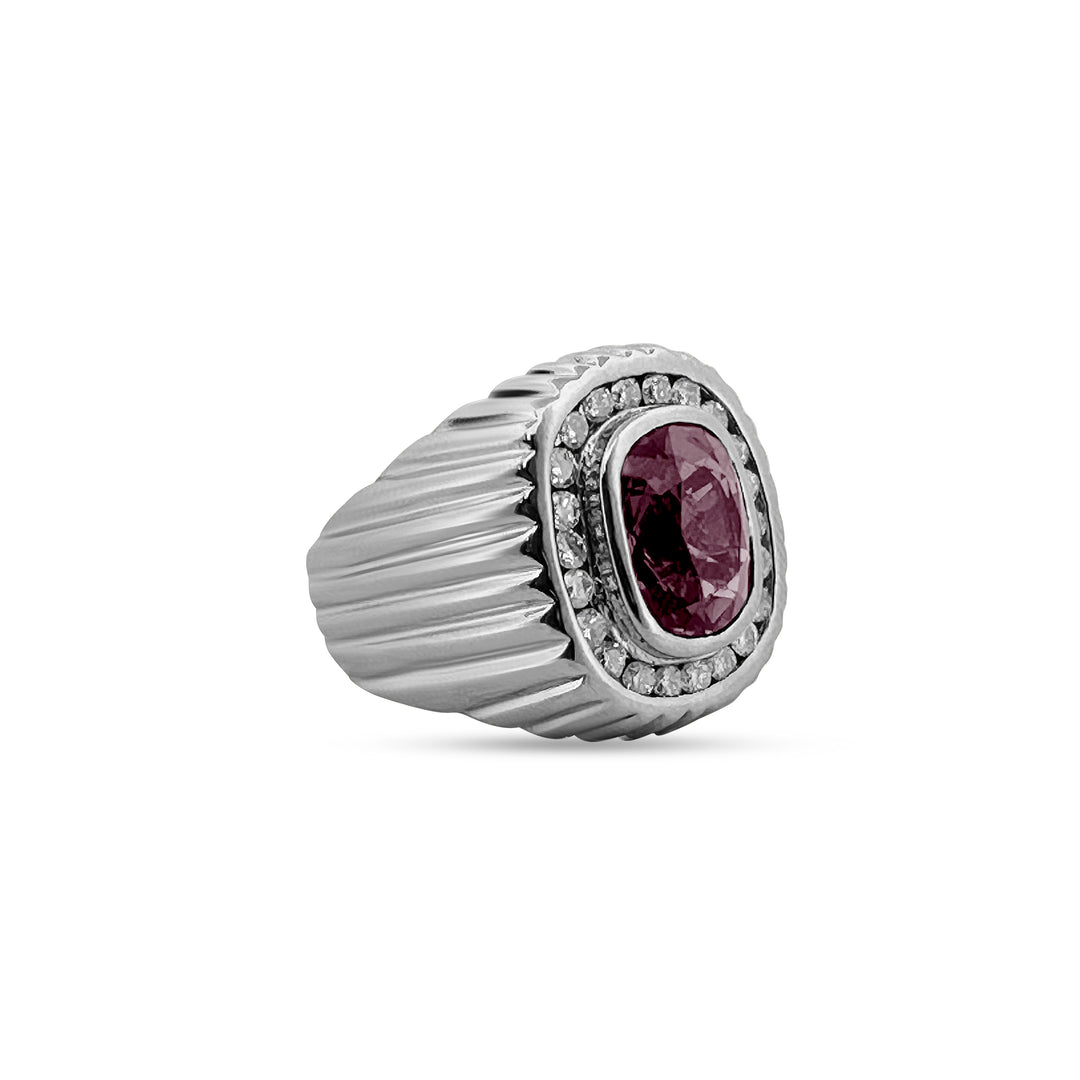 Purple Spinel and Diamond Ring in 18k White Gold elite fine jewelers