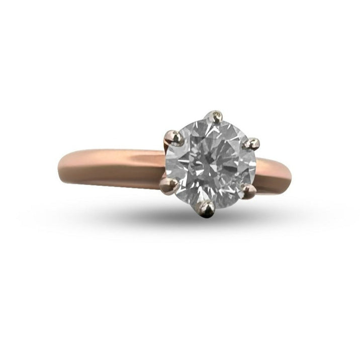 14K Rose Gold 1.08 Round Brilliant Diamond Solitaire Engagement Ring