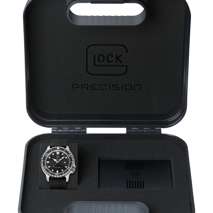 GLOCK GW-44-2-22 45mm Quartz Stainless Steel Watch with Black Silicone Strap