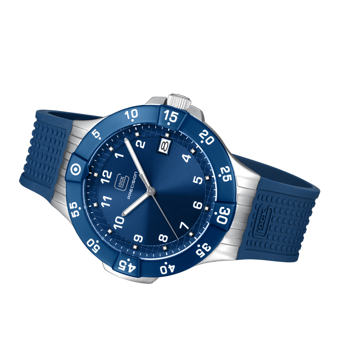 GLOCK GW-15-5-22 43mm Stainless Steel Quartz Watch with Silicone Strap