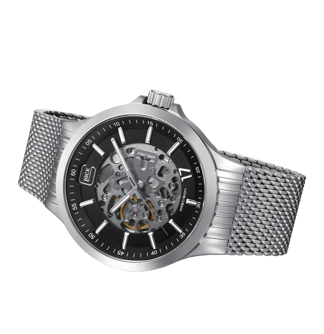 GLOCK GW-14-4-24 44mm Automatic Stainless Steel Watch with Mesh Bracelet