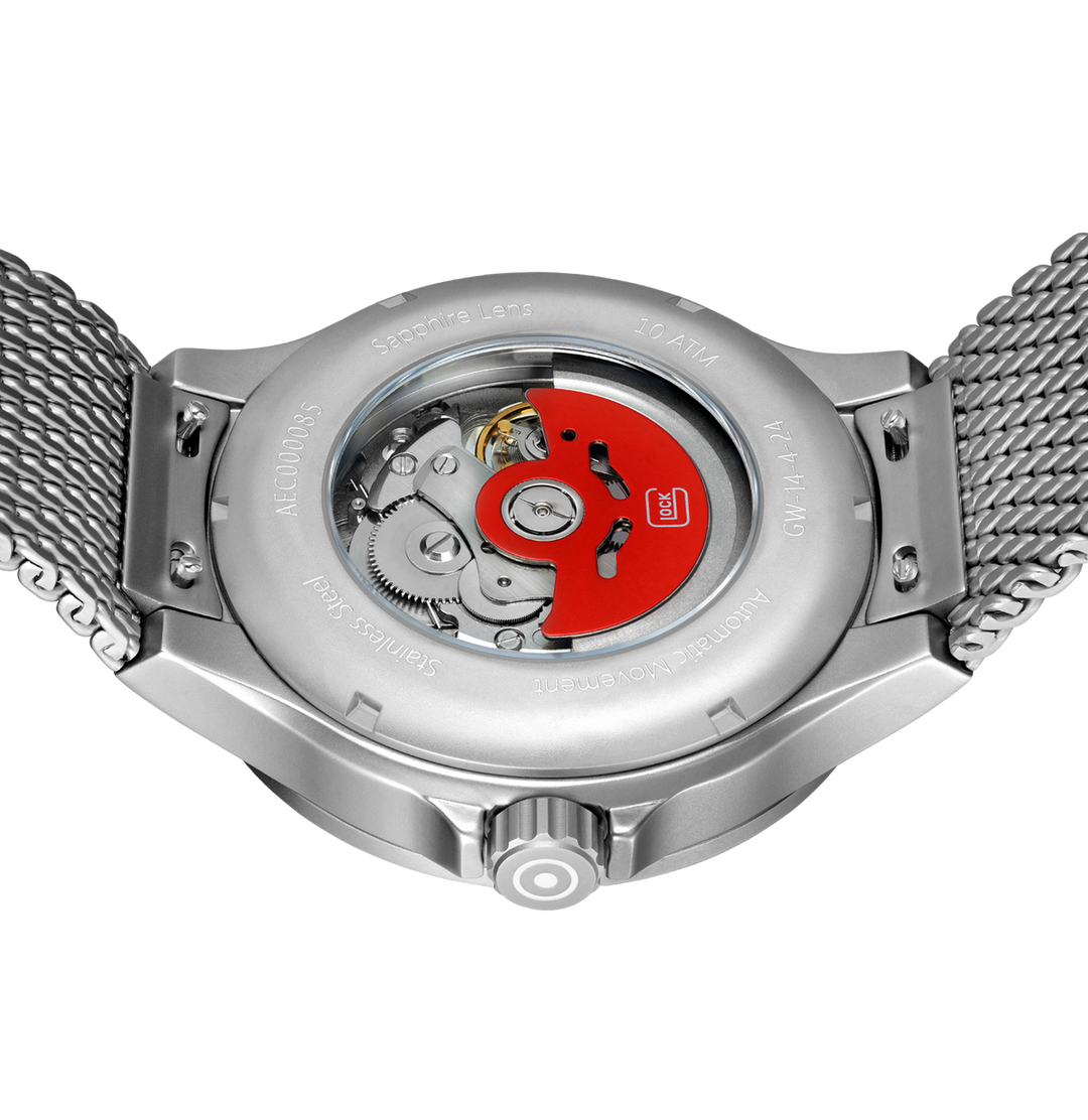 GLOCK GW-14-4-24 44mm Automatic Stainless Steel Watch with Mesh Bracelet