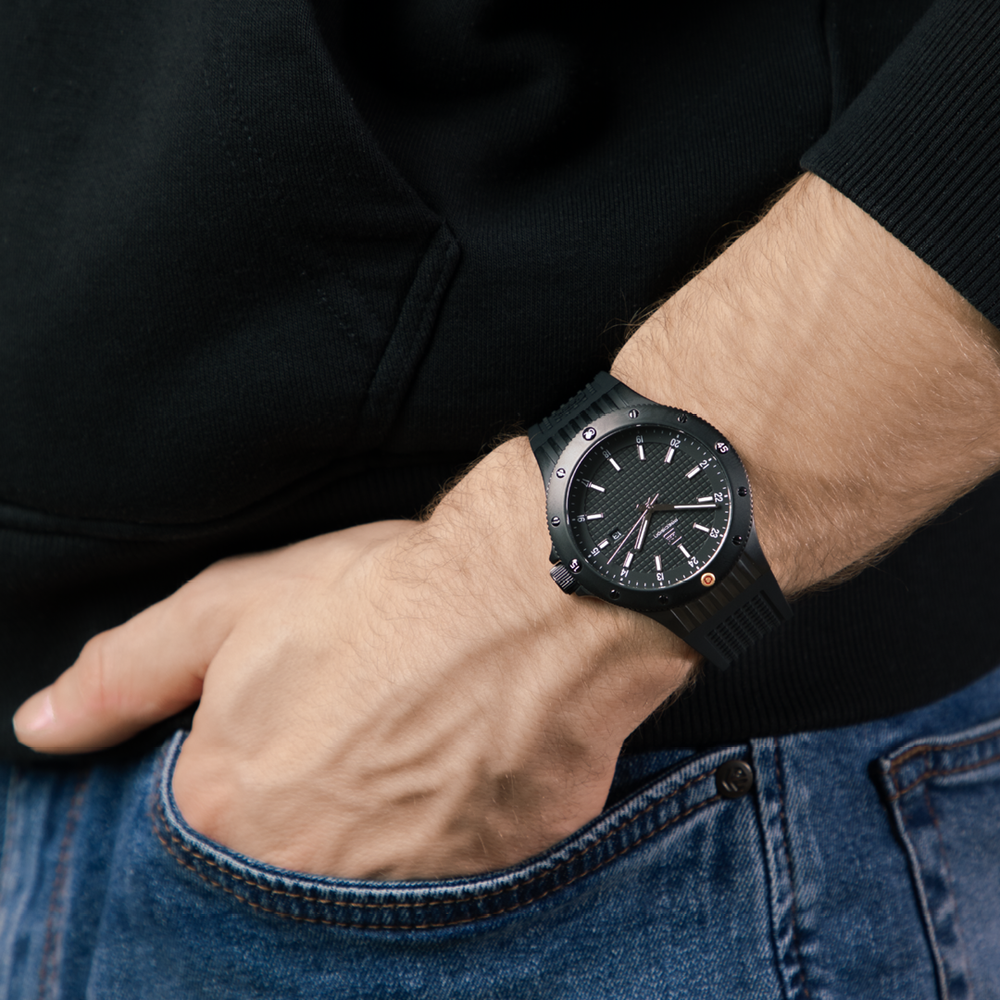 GLOCK GW-33-1-24 44mm Quartz Watch with Silicone Strap in All Black