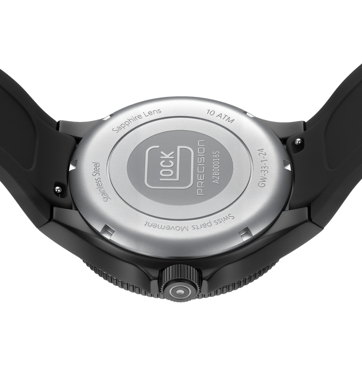 GLOCK GW-33-1-24 44mm Quartz Watch with Silicone Strap in All Black