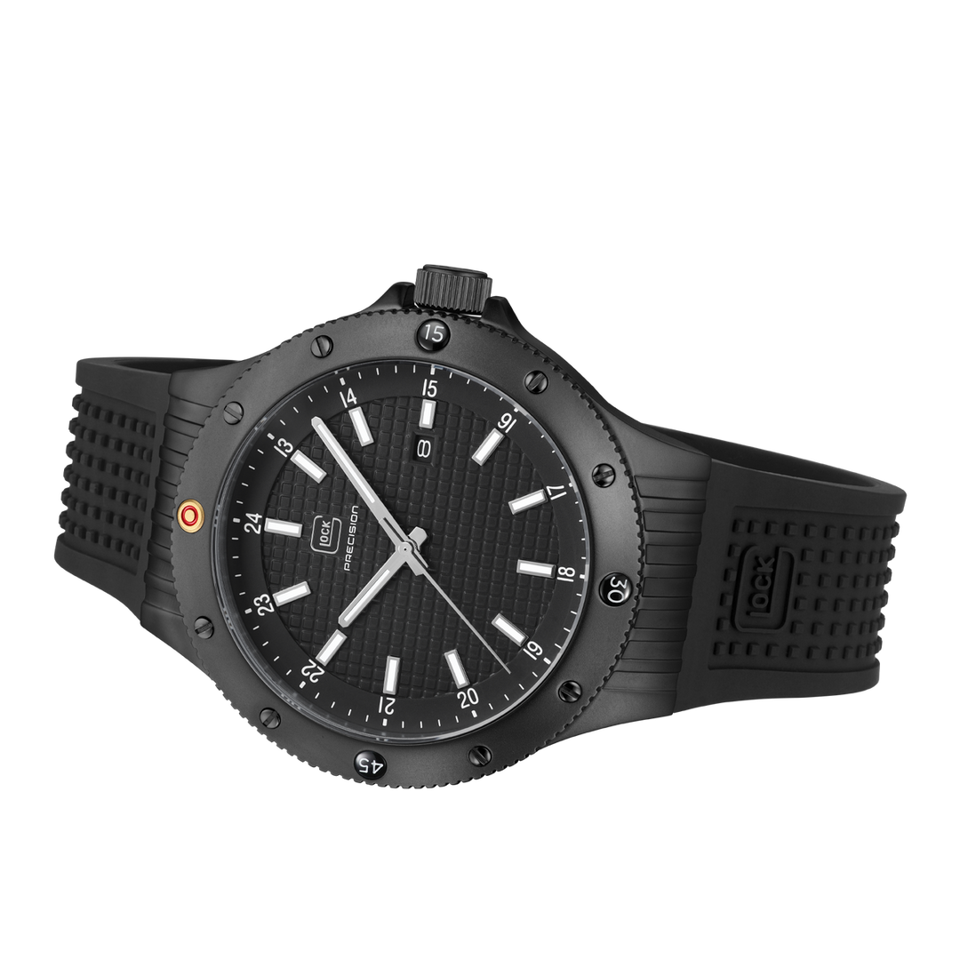 GLOCK GW-33-1-24 44mm Quartz Watch with Silicone Strap in All Black
