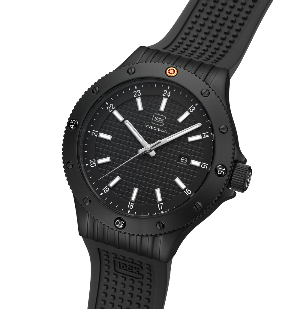 GLOCK GW-33-1-24 44mm Quartz Watch with Silicone Strap in All Black