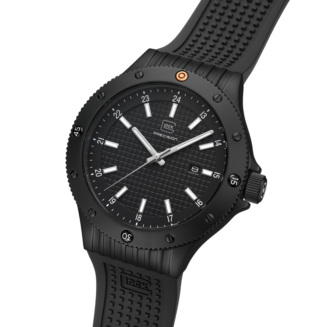 GLOCK GW-33-1-24 44mm Quartz Watch with Silicone Strap in All Black
