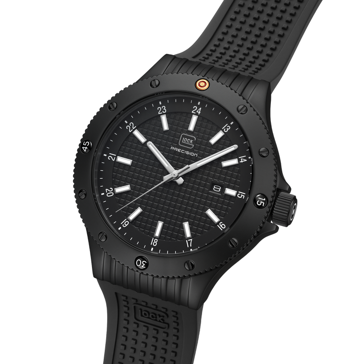 GLOCK GW-33-1-24 44mm Quartz Watch with Silicone Strap in All Black
