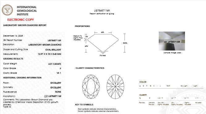 IGI Graded 4.01ct Oval with Round Brilliant Lab-Grown Diamond Engagement Ring in 14k Yellow Gold