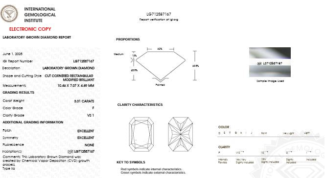 IGI Graded 3.01ct Radiant Cut Bezel-Set Center with Round Brilliant Lab-Grown Diamond Engagement Ring in 14k Yellow Gold