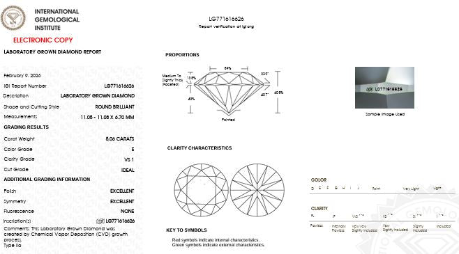 IGI Graded 5.06ct Round Brilliant Center Lab-Grown Diamond Hidden Halo Engagement Ring in 14k Yellow Gold