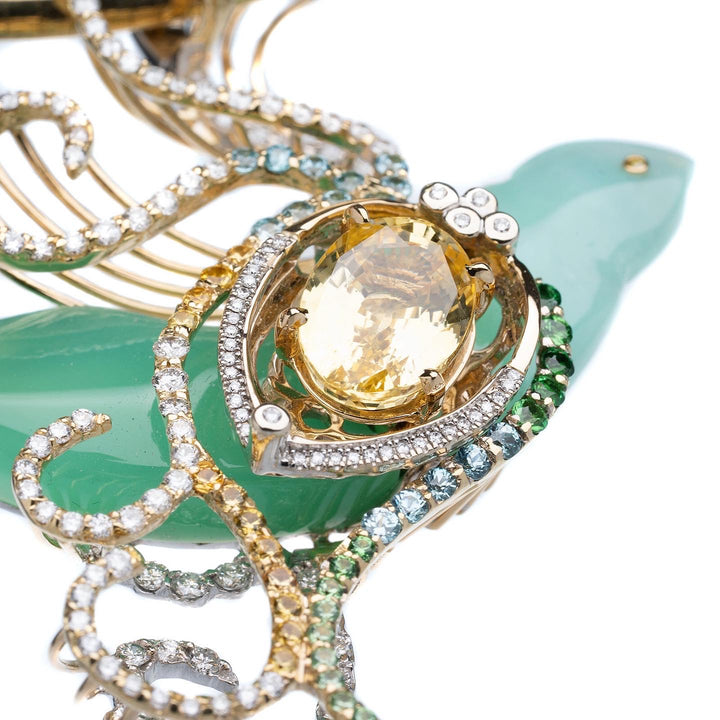 Amazing Yellow Sapphire Gemstone & Diamond Custom Pendant in 18k Two-tone Gold