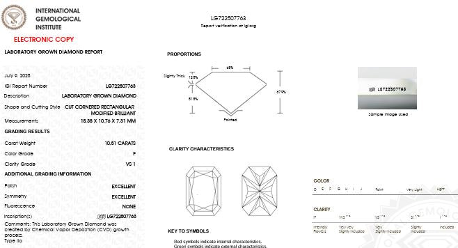 IGI Graded 10.51ct Radiant Cut Lab-Grown Diamond Solitaire Engagement Ring in 14k White Gold