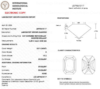 IGI Graded 5.01ct Radiant Cut Center with Hidden Halo Lab-Grown Diamond Engagement Ring in 14k Yellow Gold