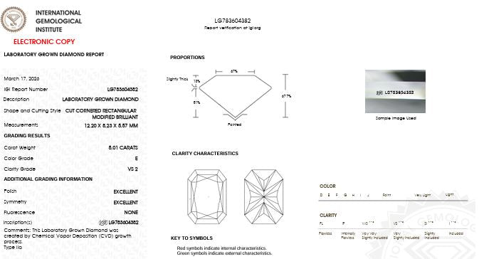 IGI Graded 5.01ct Radiant Cut Center with Hidden Halo Lab-Grown Diamond Engagement Ring in 14k White Gold