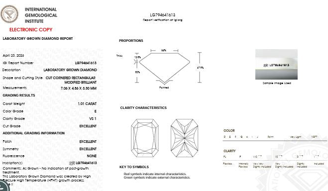 IGI Graded 1.01ct Radiant Cut Lab-Grown Diamond East-West Solitaire Pendant Necklace in 14k White Gold