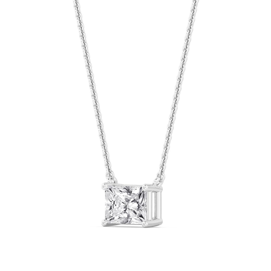IGI Graded 1.01ct Radiant Cut Lab-Grown Diamond East-West Solitaire Pendant Necklace in 14k White Gold