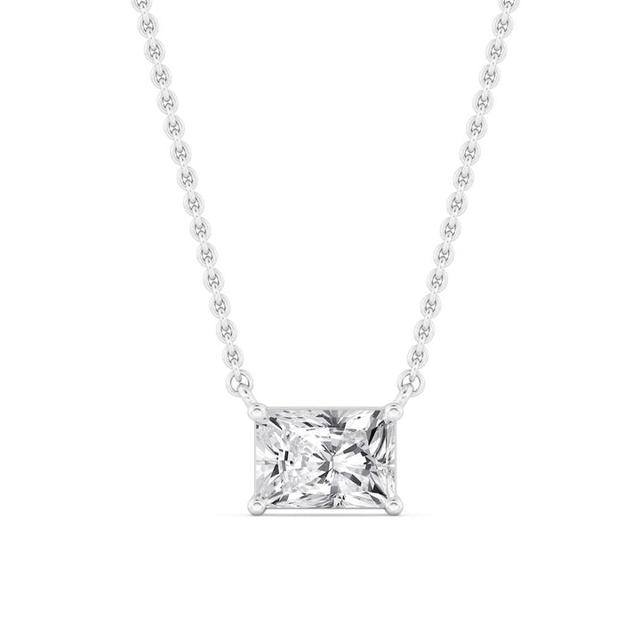 IGI Graded 1.01ct Radiant Cut Lab-Grown Diamond East-West Solitaire Pendant Necklace in 14k White Gold