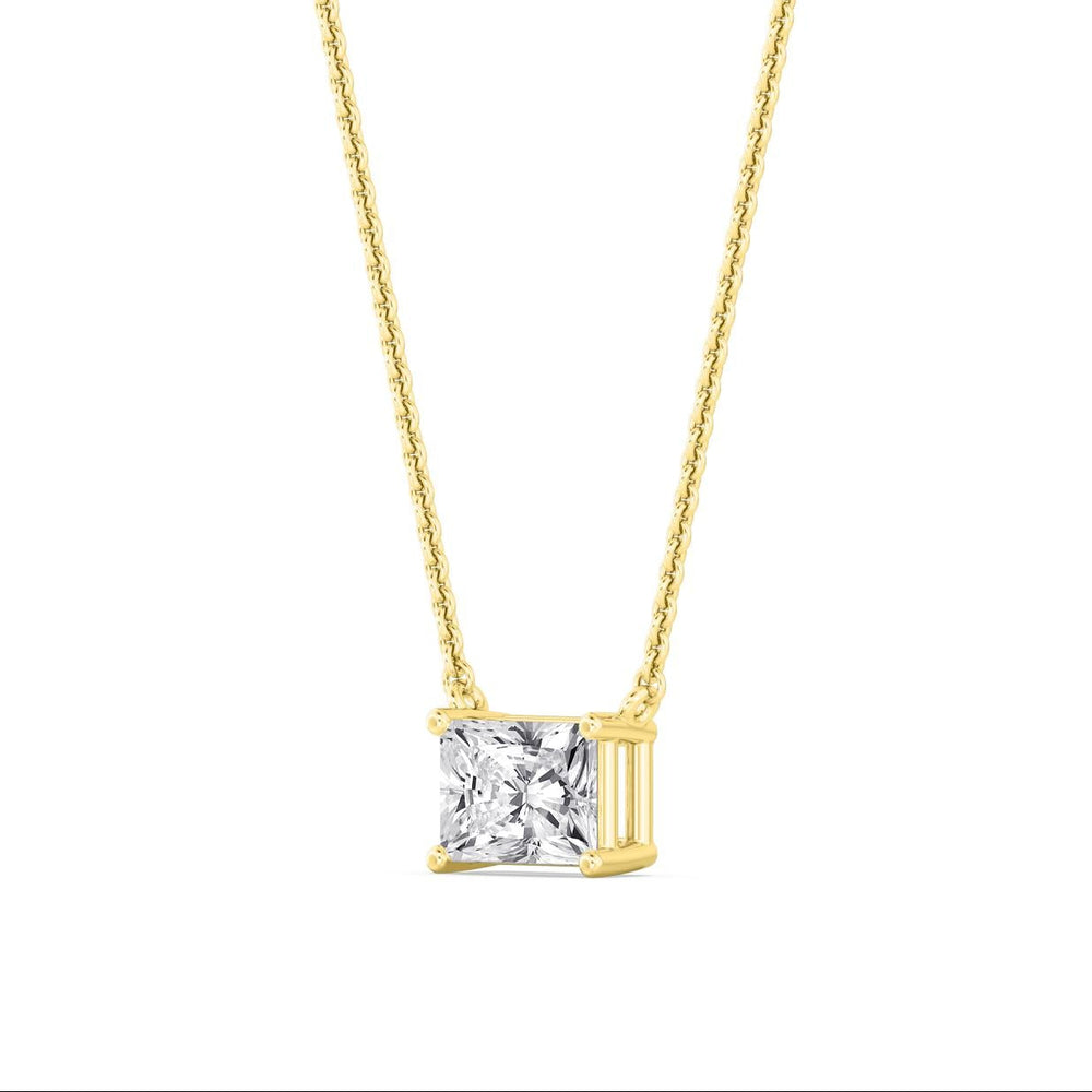 IGI Graded 1.03ct Radiant Cut Lab-Grown Diamond East-West Solitaire Pendant Necklace in 14k Yellow Gold