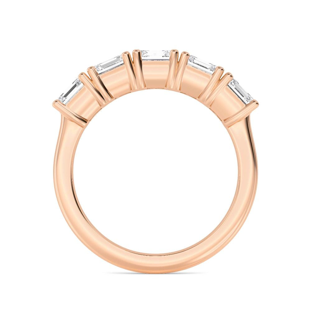 3.60ctw Asscher Cut Lab-Grown Diamond 5-Stone Stackable Band in 14k Rose Gold