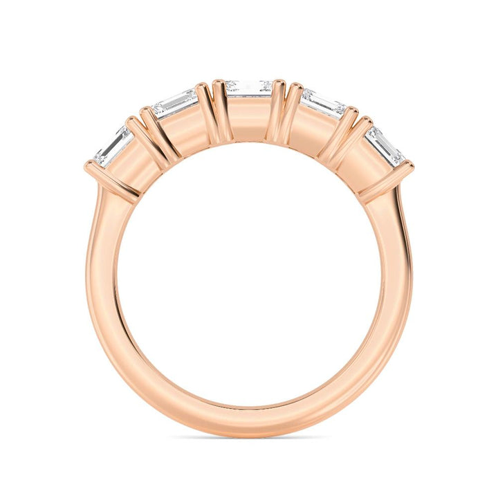 3.60ctw Asscher Cut Lab-Grown Diamond 5-Stone Stackable Band in 14k Rose Gold