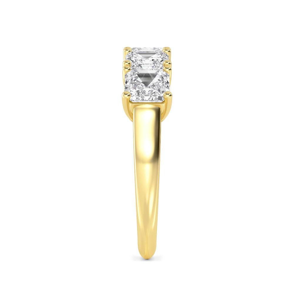3.60ctw Asscher Cut Lab-Grown Diamond 5-Stone Stackable Band in 14k Yellow Gold