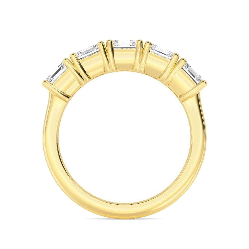 3.60ctw Asscher Cut Lab-Grown Diamond 5-Stone Stackable Band in 14k Yellow Gold