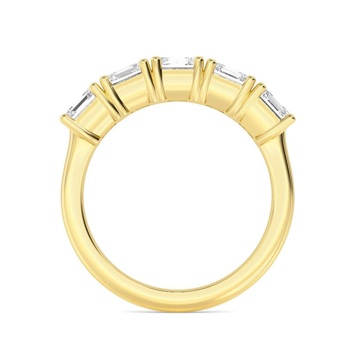 3.60ctw Asscher Cut Lab-Grown Diamond 5-Stone Stackable Band in 14k Yellow Gold