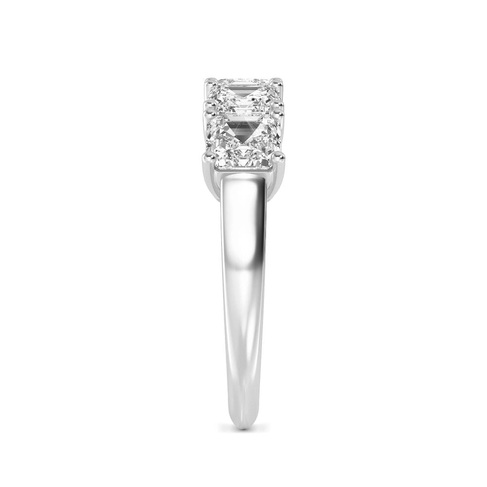 3.60ctw Asscher Cut Lab-Grown Diamond 5-Stone Stackable Band in 14k White Gold