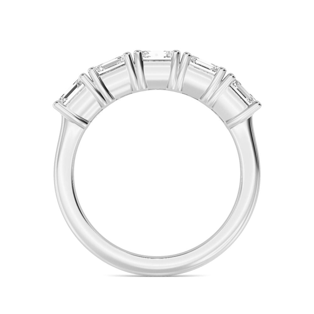 3.60ctw Asscher Cut Lab-Grown Diamond 5-Stone Stackable Band in 14k White Gold