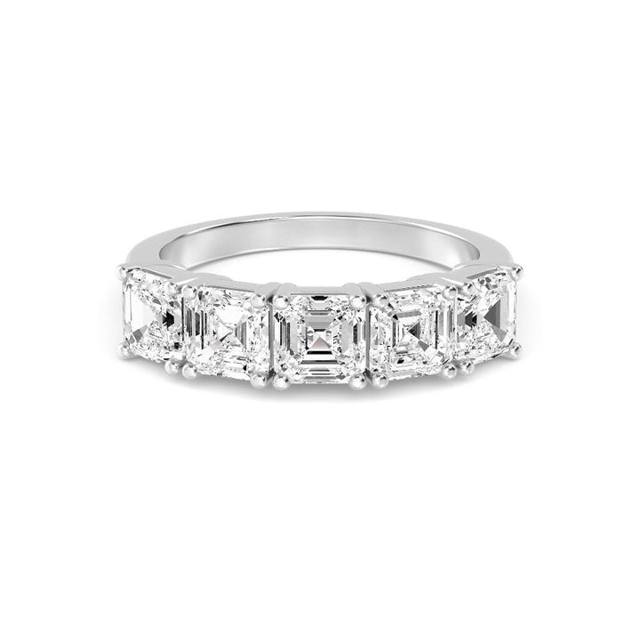 3.60ctw Asscher Cut Lab-Grown Diamond 5-Stone Stackable Band in 14k White Gold