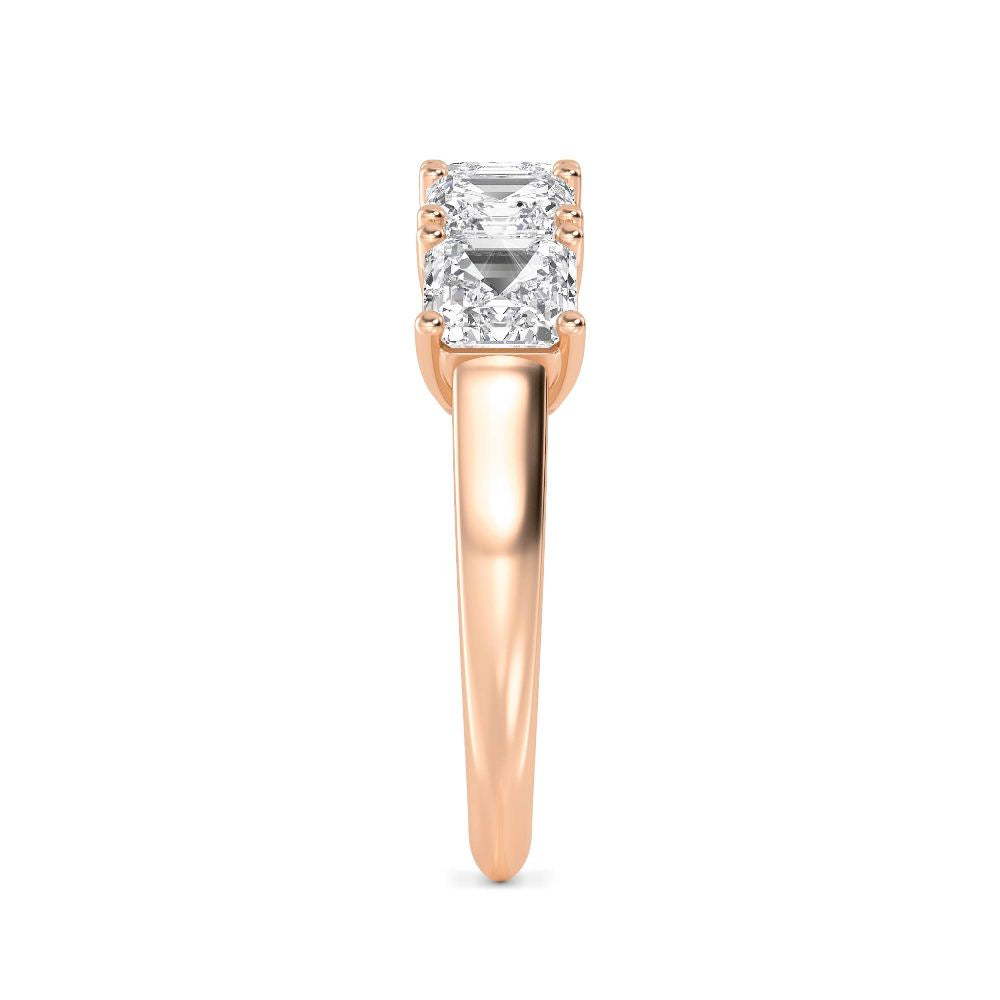 3.60ctw Asscher Cut Lab-Grown Diamond 5-Stone Stackable Band in 14k Rose Gold