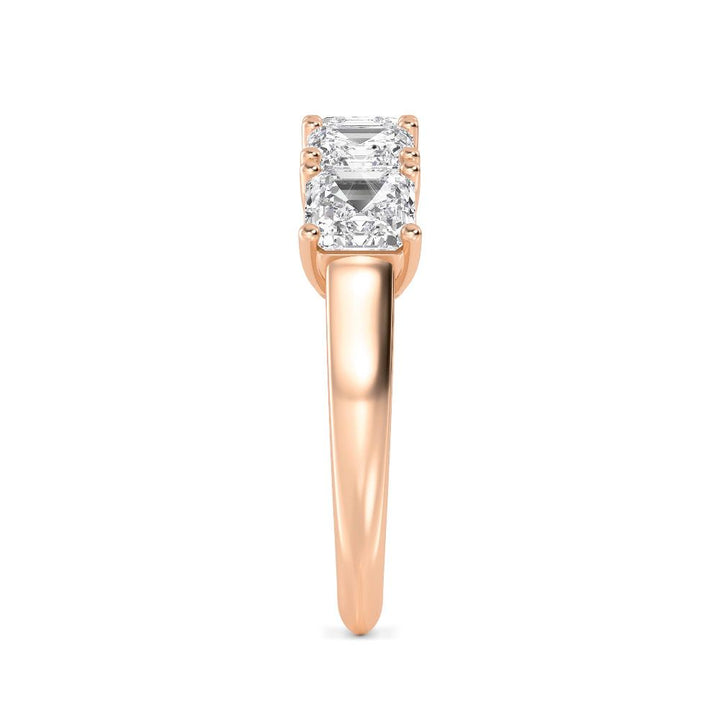 3.60ctw Asscher Cut Lab-Grown Diamond 5-Stone Stackable Band in 14k Rose Gold