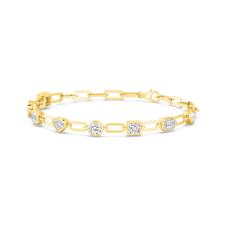3.51ctw Multi-Cut Lab-Grown Diamond Bezel-Set Bracelet in 14k Yellow Gold