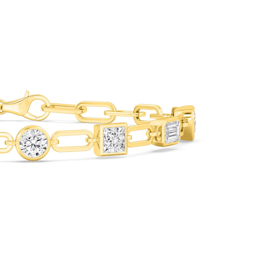 3.51ctw Multi-Cut Lab-Grown Diamond Bezel-Set Bracelet in 14k Yellow Gold