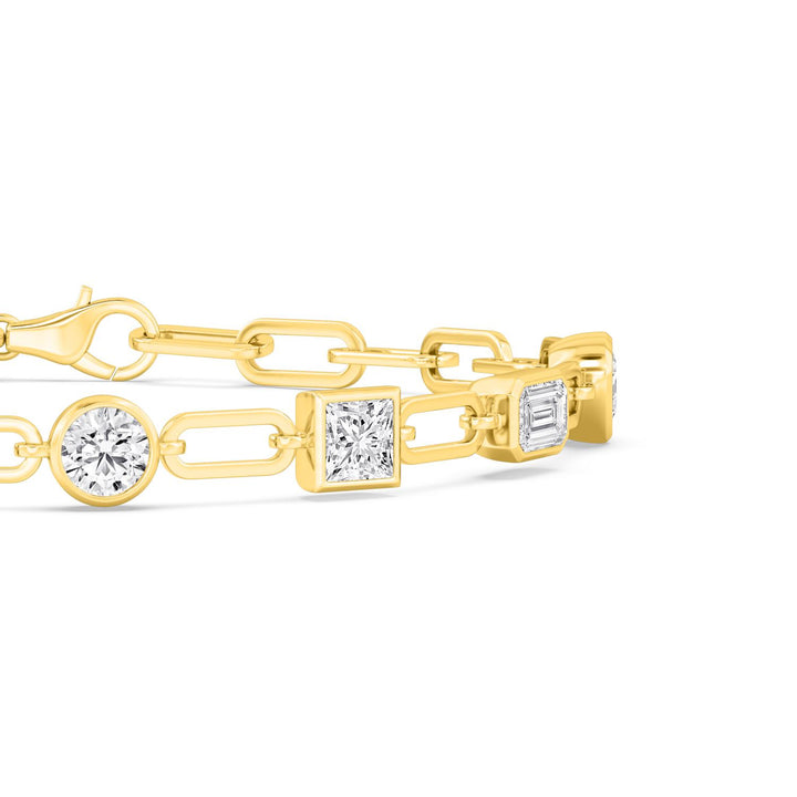 3.51ctw Multi-Cut Lab-Grown Diamond Bezel-Set Bracelet in 14k Yellow Gold