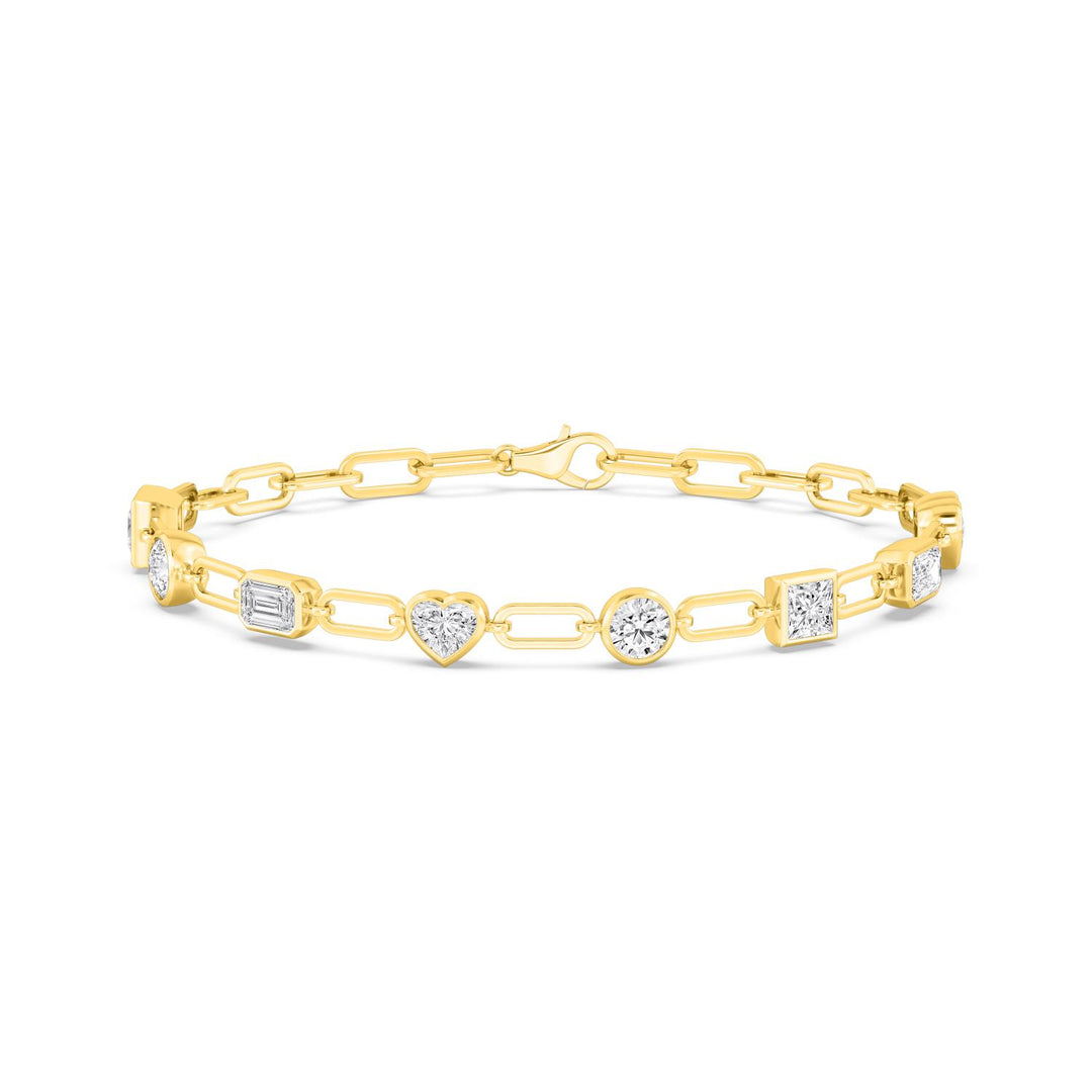 3.51ctw Multi-Cut Lab-Grown Diamond Bezel-Set Bracelet in 14k Yellow Gold