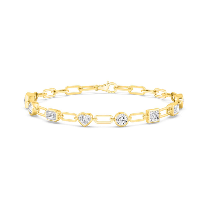 3.51ctw Multi-Cut Lab-Grown Diamond Bezel-Set Bracelet in 14k Yellow Gold